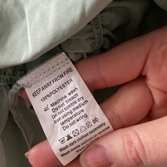 Indefeir mint green balloon sleeve peasant top ruched - Picture 4 of 5